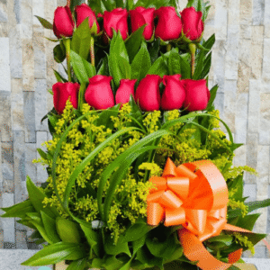 arreglo de flores con chocolates