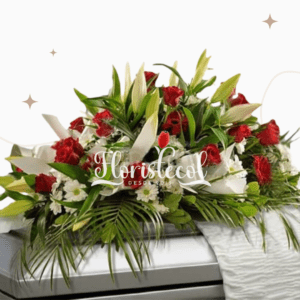 Arreglo Fúnebre Cubre Caja - Rosas, Lirios, Margaritas