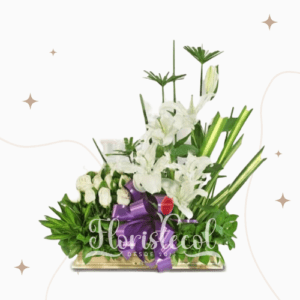 Arreglo Fúnebre Rosas Blancas y Lirios