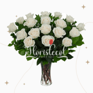 Jarrón con 24 Rosas Blancas